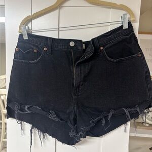 Abercrombie & Fitch Black Frayed Jean Shorts